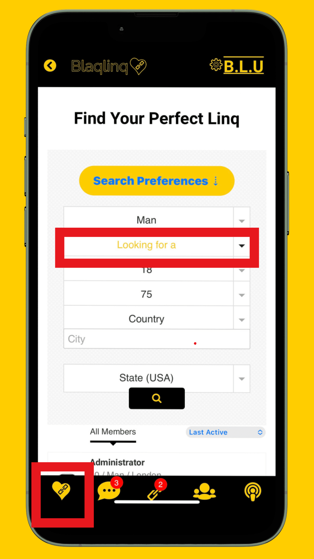 4. Select the gender you are ‘looking’ for
